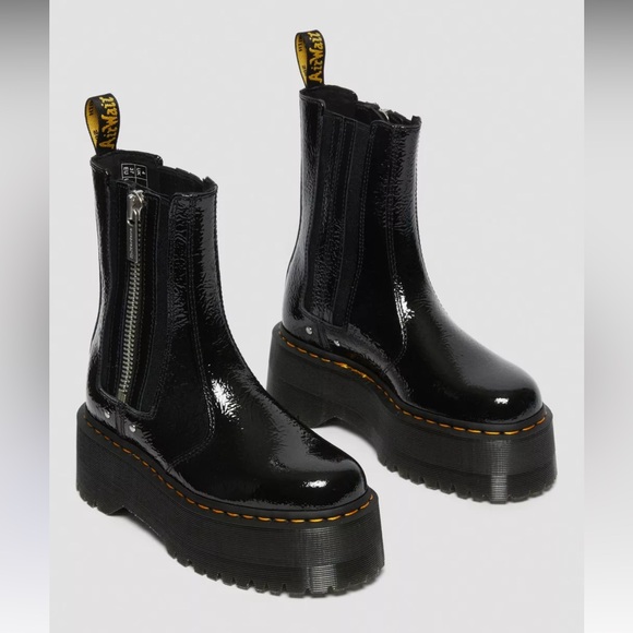 2976 MAX DISTRESSED PATENT CHELSEA PLATFORM BOOTS - Picture 7 of 11